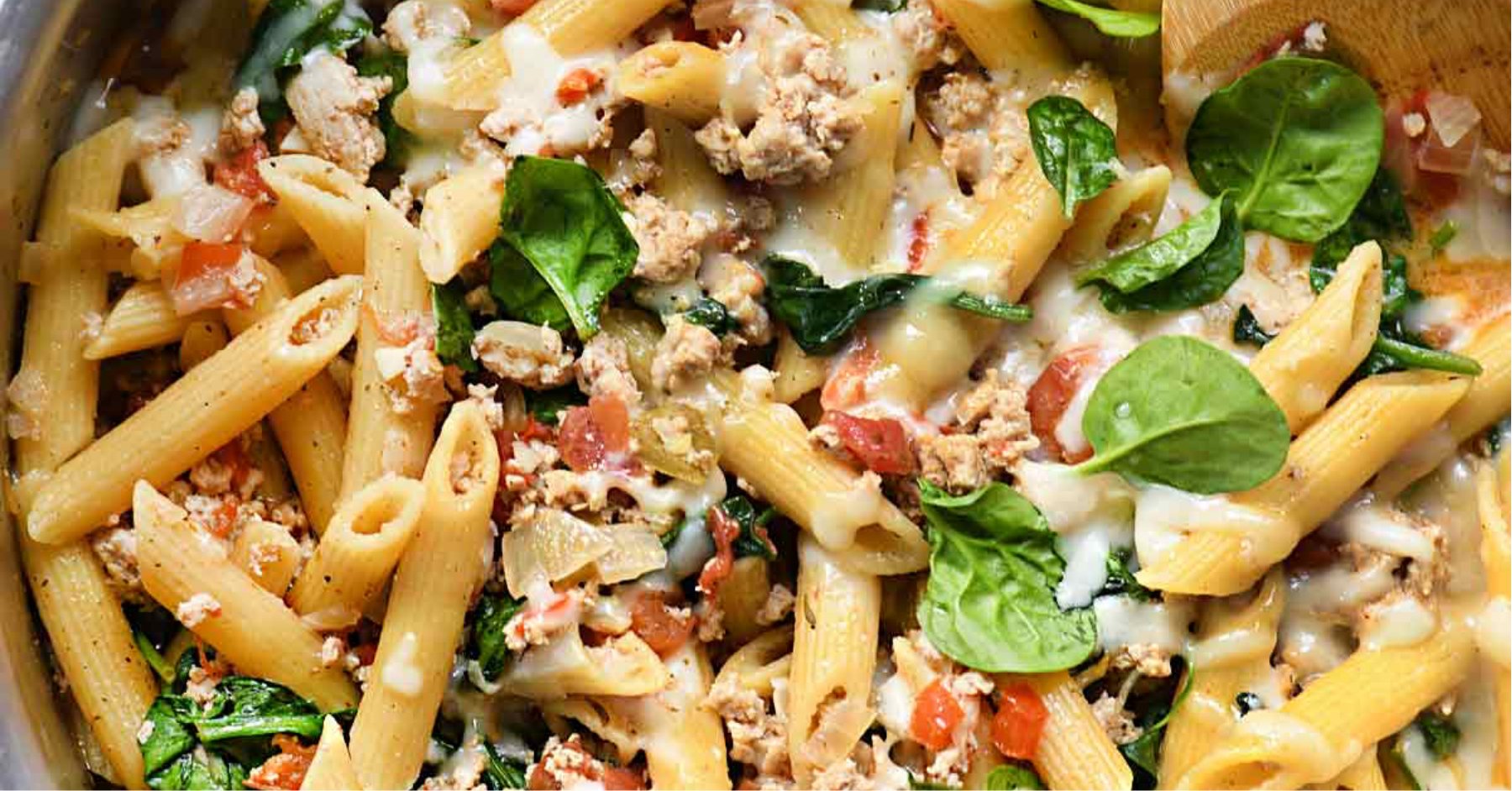 OnePot Penne Pasta With Turkey And Spinach