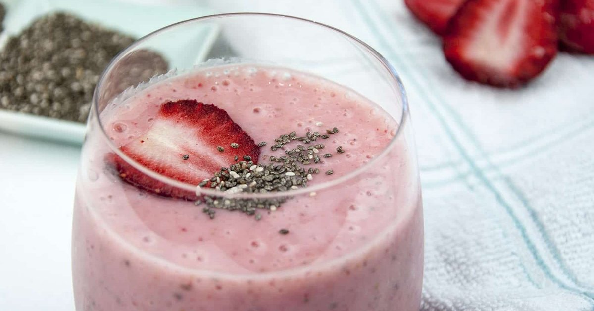 Strawberry Chia Seed Protein Smoothie
