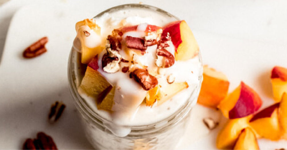 Collagen Peaches and Cream Overnight Oats