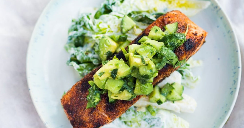 Mexican Grilled Salmon With Avocado Cucumber Salsa