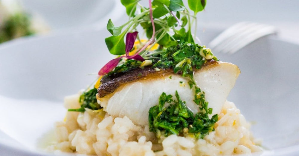 SEARED BLACK COD WITH MEYER LEMON RISOTTO