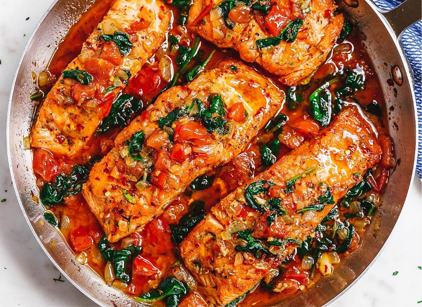 Tuscan Garlic Salmon Skillet